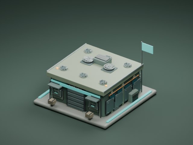 דגם מגורי חיילים מתוך משחק IRON DUNE, ברינדור Blender