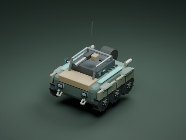 דגם באגי תקיפה מתוך משחק IRON DUNE, ברינדור Blender