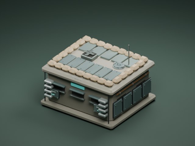 דגם בונקר חי״ר מתוך משחק IRON DUNE, ברינדור Blender