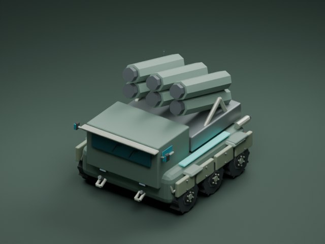דגם משגר רקטות מתוך משחק IRON DUNE, ברינדור Blender