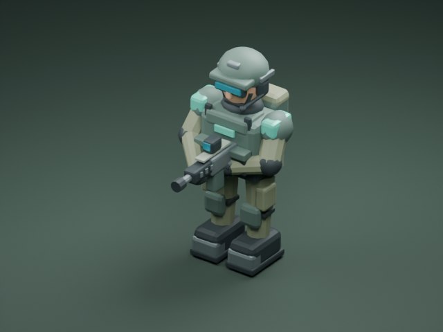 דגם חייל סער מתוך משחק IRON DUNE, ברינדור Blender