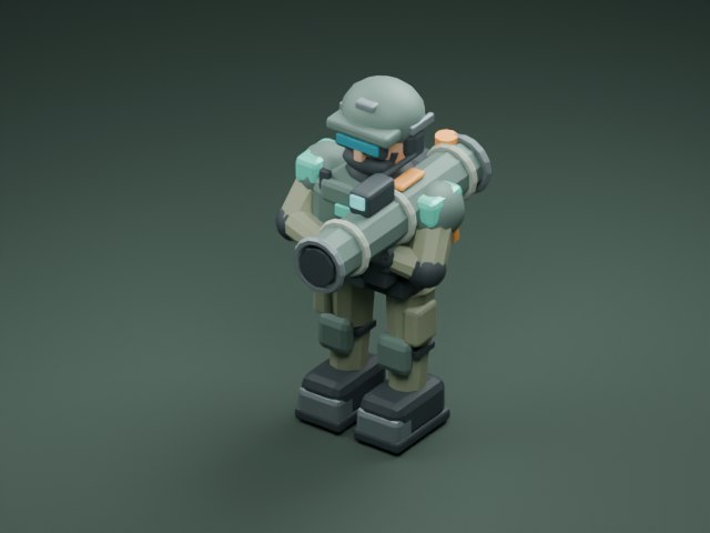 דגם לוחם נ״ט מתוך משחק IRON DUNE, ברינדור Blender