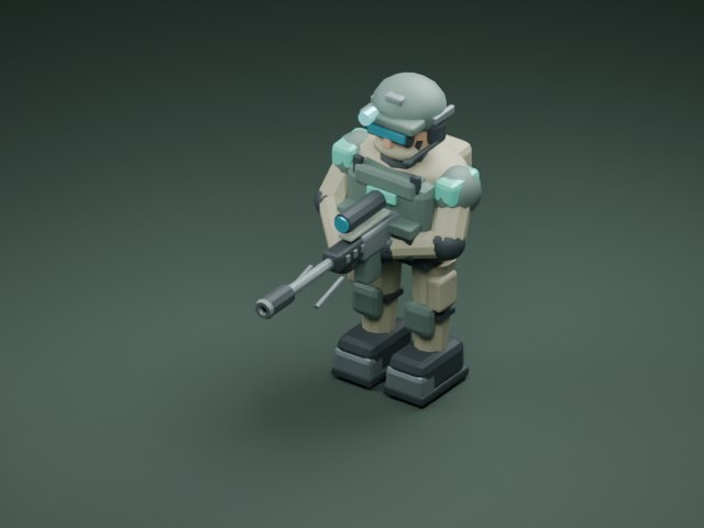 דגם צלף מתוך משחק IRON DUNE, ברינדור Blender