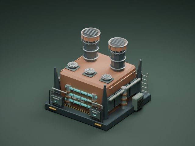 דגם כור קרבי מתוך משחק IRON DUNE, ברינדור Blender